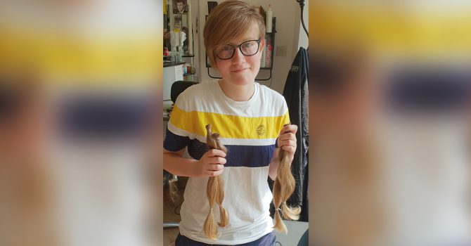 Teenager loses her long lock and raises funds for the Butterfly Appeal