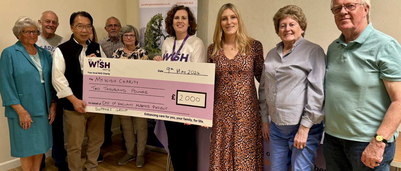 My WiSH receives donation from East of England Asbestos Patient Support Group
