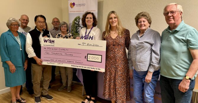 My WiSH receives donation from East of England Asbestos Patient Support Group
