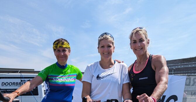 Static bike riders help to raise over £3,000 for charity