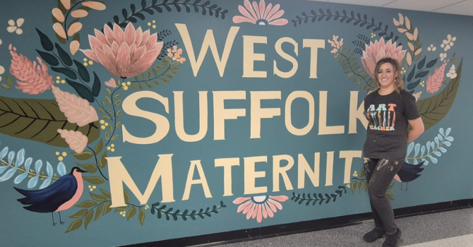 A beautiful maternity mural at West Suffolk Hospital